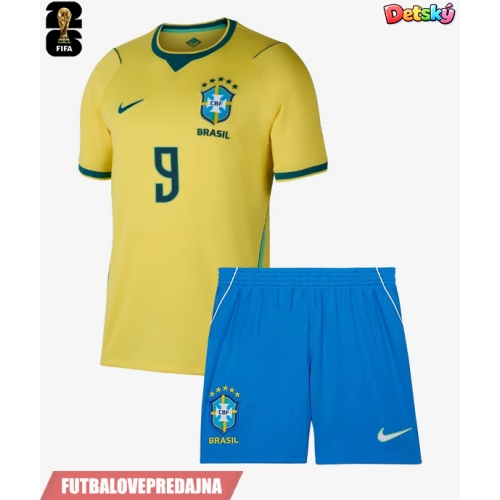 Lacne Dětský Futbalové dres Brazília Matheus Cunha #9 MS 2026 Krátky Rukáv - Domáci (+ trenírky)